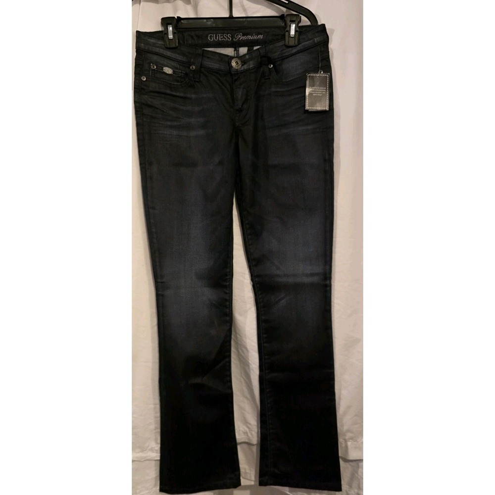GUESS PREMIUM Women's Blue Jeans Reflective Dark‎ Wash STARLET STRAIGHT LEG, 25